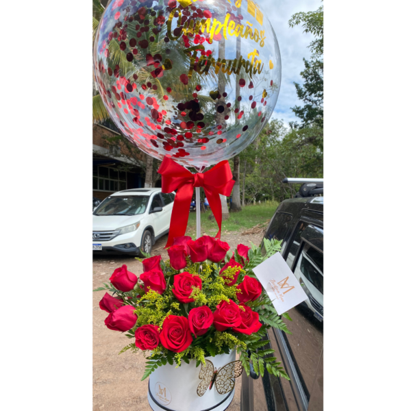 Caja floral con globo