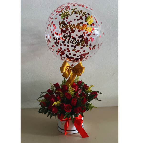 Caja floral con globo